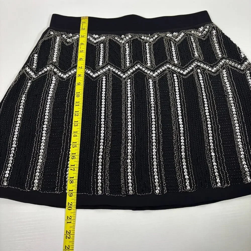 Torrid Black Mini Skirt with Silver Beads and Sequins Size Large JJ0695